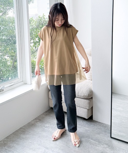 reca（レカ）の「チュールレイヤード重ねチュニック（チュニック・レディース・トップグレー/ベージュ/ブラック/ネイビー/オフホワイト・M-L）」の12枚目の写真