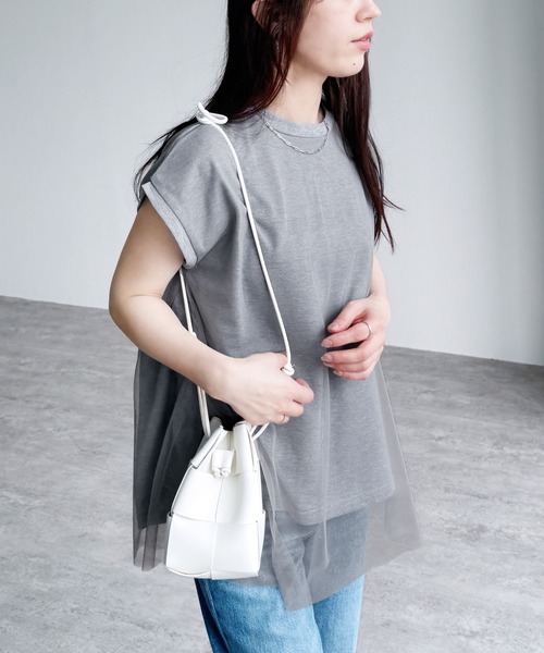 reca（レカ）の「チュールレイヤード重ねチュニック（チュニック・レディース・トップグレー/ベージュ/ブラック/ネイビー/オフホワイト・M-L）」の8枚目の写真