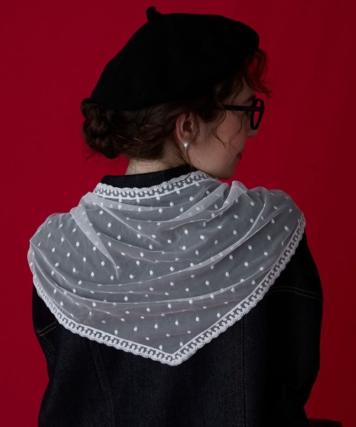 BONLECILL Marche（ボンルシールマルシェ）の「【BONLECILL Marche】アソートレースマルチウェイバブーシュカ／スカーフ（バンダナ/スカーフ・レディース・ホワイト系1/ホワイト系2/ホワイト・FREE）」の8枚目の写真