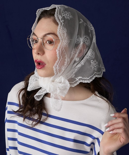 BONLECILL Marche（ボンルシールマルシェ）の「【BONLECILL Marche】アソートレースマルチウェイバブーシュカ／スカーフ（バンダナ/スカーフ・レディース・ホワイト系1/ホワイト系2/ホワイト・FREE）」の14枚目の写真