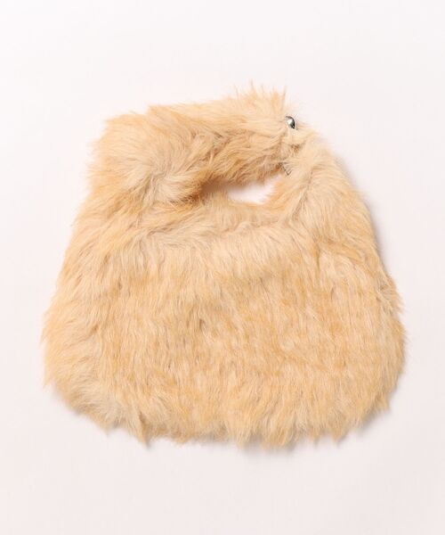 LE VERNIS(ル・ベルニ)の「LE VERNIS/ル・ベルニ POIRE FLUFFY BAG(ハンドバッグ・レディース・ベージュ/チャコールグレー・ONE SIZE)」の3枚目の写真