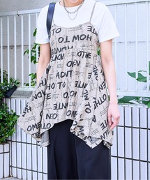 GORGE | 《変形ヘム×総ロゴ》レディース キャミソール チュニック丈 フレアシルエット 春夏秋(キャミソール)