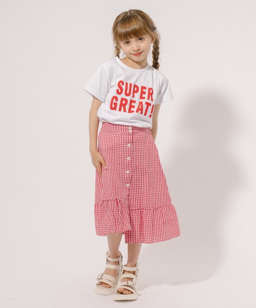 2点セット】フロントロゴプリントTシャツ＋ギンガムチェック