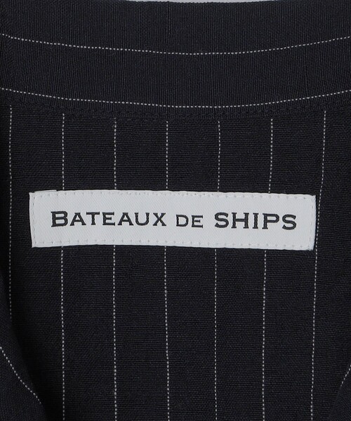 SHIPS（シップス）の「BATEAUX DE SHIPS: ウール リネン ストライプ オープンカラー シャツ（シャツ/ブラウス・メンズ・ネイビー・1/2/3）」の4枚目の写真