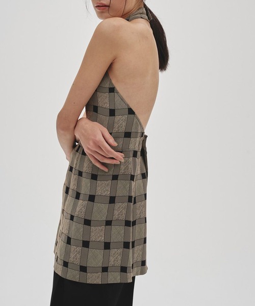 TODAYFUL/トゥデイフル】Halterneck Checkjaquard Top
