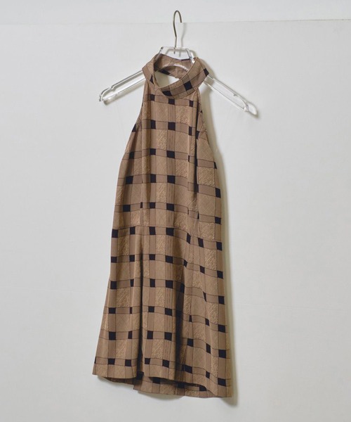 TODAYFUL/トゥデイフル】Halterneck Checkjaquard Top