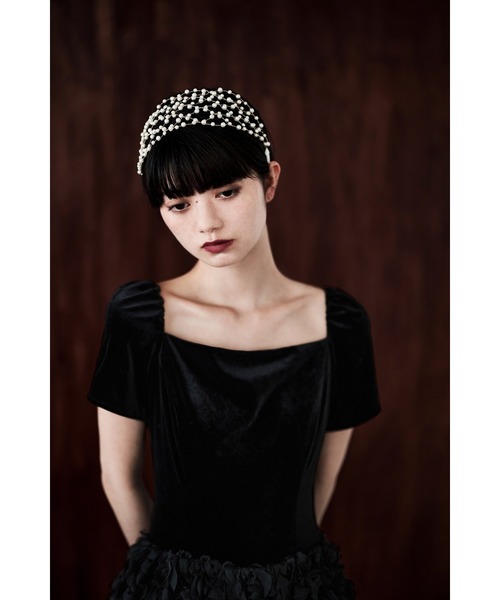 ブラック フレアドレス Sサイズ ベロアロゼットフレアドレス（ドレス）｜etoll.（エトル）の