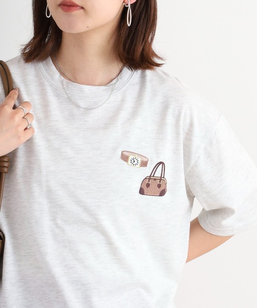 Quelle Chance(ケルシャンス)の「刺繍Tシャツ 半袖(Tシャツ/カットソー・レディース・オフホワイト/アイボリー系/ダークグリーン/イエロー系2/チャコールグレー/ホワイト系/アイボリー系2/アイボリー系3/オートミール/イエロー/ミント/イエロー系/イエロー系1/ネイビー/グリーン/アイボリー系1/ダークグリーン系/イエロー系3・M)」の7枚目の写真