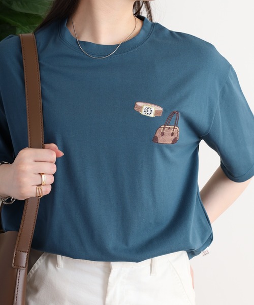 Quelle Chance(ケルシャンス)の「刺繍Tシャツ 半袖(Tシャツ/カットソー・レディース・オフホワイト/アイボリー系/ダークグリーン/イエロー系2/チャコールグレー/ホワイト系/アイボリー系2/アイボリー系3/オートミール/イエロー/ミント/イエロー系/イエロー系1/ネイビー/グリーン/アイボリー系1/ダークグリーン系/イエロー系3・M)」の13枚目の写真