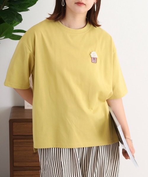 Quelle Chance(ケルシャンス)の「刺繍Tシャツ 半袖(Tシャツ/カットソー・レディース・オフホワイト/アイボリー系/ダークグリーン/イエロー系2/チャコールグレー/ホワイト系/アイボリー系2/アイボリー系3/オートミール/イエロー/ミント/イエロー系/イエロー系1/ネイビー/グリーン/アイボリー系1/ダークグリーン系/イエロー系3・M)」の16枚目の写真