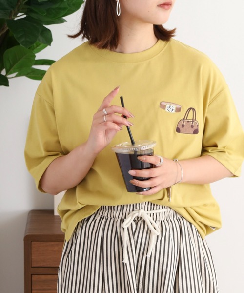 Quelle Chance(ケルシャンス)の「刺繍Tシャツ 半袖(Tシャツ/カットソー・レディース・オフホワイト/アイボリー系/ダークグリーン/イエロー系2/チャコールグレー/ホワイト系/アイボリー系2/アイボリー系3/オートミール/イエロー/ミント/イエロー系/イエロー系1/ネイビー/グリーン/アイボリー系1/ダークグリーン系/イエロー系3・M)」の17枚目の写真