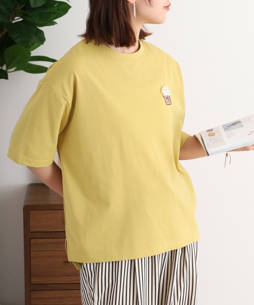 Quelle Chance(ケルシャンス)の「刺繍Tシャツ 半袖(Tシャツ/カットソー・レディース・オフホワイト/アイボリー系/ダークグリーン/イエロー系2/チャコールグレー/ホワイト系/アイボリー系2/アイボリー系3/オートミール/イエロー/ミント/イエロー系/イエロー系1/ネイビー/グリーン/アイボリー系1/ダークグリーン系/イエロー系3・M)」の22枚目の写真