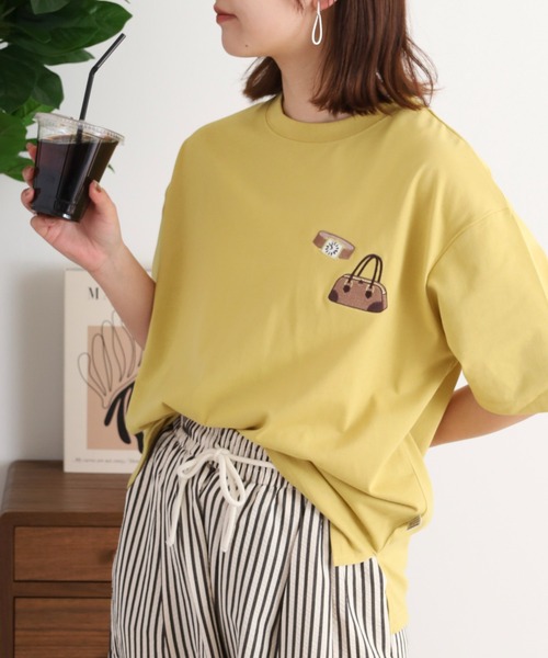 Quelle Chance(ケルシャンス)の「刺繍Tシャツ 半袖(Tシャツ/カットソー・レディース・オフホワイト/アイボリー系/ダークグリーン/イエロー系2/チャコールグレー/ホワイト系/アイボリー系2/アイボリー系3/オートミール/イエロー/ミント/イエロー系/イエロー系1/ネイビー/グリーン/アイボリー系1/ダークグリーン系/イエロー系3・M)」の21枚目の写真