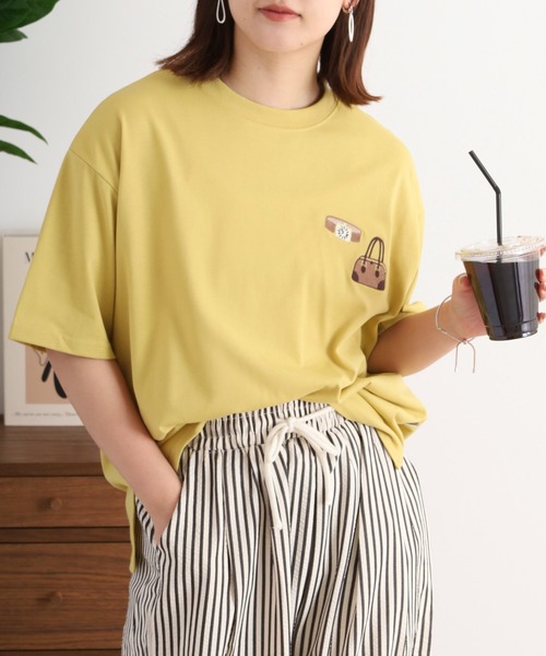 Quelle Chance(ケルシャンス)の「刺繍Tシャツ 半袖(Tシャツ/カットソー・レディース・オフホワイト/アイボリー系/ダークグリーン/イエロー系2/チャコールグレー/ホワイト系/アイボリー系2/アイボリー系3/オートミール/イエロー/ミント/イエロー系/イエロー系1/ネイビー/グリーン/アイボリー系1/ダークグリーン系/イエロー系3・M)」の20枚目の写真