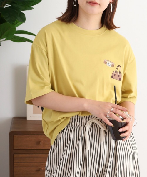 Quelle Chance(ケルシャンス)の「刺繍Tシャツ 半袖(Tシャツ/カットソー・レディース・オフホワイト/アイボリー系/ダークグリーン/イエロー系2/チャコールグレー/ホワイト系/アイボリー系2/アイボリー系3/オートミール/イエロー/ミント/イエロー系/イエロー系1/ネイビー/グリーン/アイボリー系1/ダークグリーン系/イエロー系3・M)」の19枚目の写真