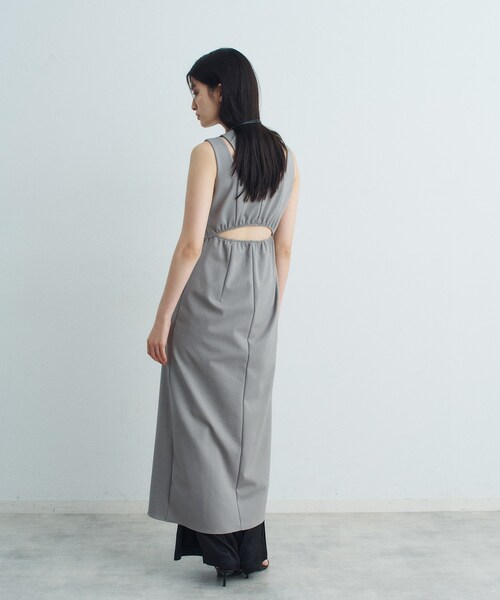 CODE A（コードエー）の「slit jersey dress（ワンピース・レディース・ブラック/オフホワイト/グレー・36/38）」の11枚目の写真