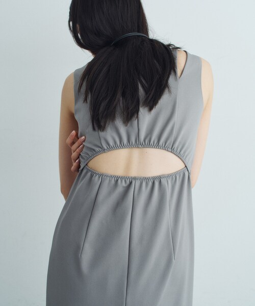 CODE A（コードエー）の「slit jersey dress（ワンピース・レディース・ブラック/オフホワイト/グレー・36/38）」の12枚目の写真