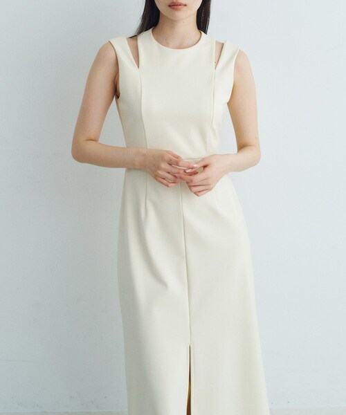 CODE A（コードエー）の「slit jersey dress（ワンピース・レディース・ブラック/オフホワイト/グレー・36/38）」の13枚目の写真