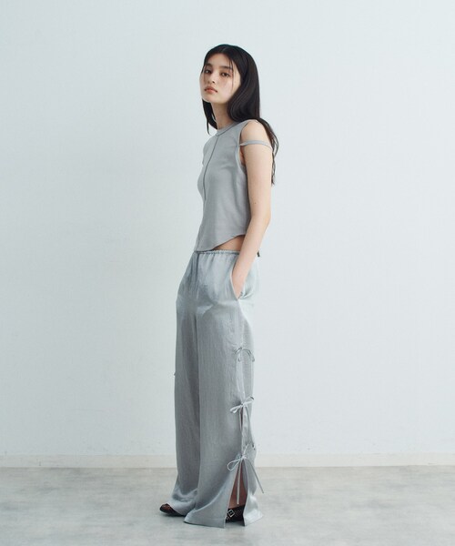 CODE A（コードエー）の「ribbon easy pants（その他パンツ・レディース・ホワイト/ライトグレー/ブラック・36/38）」の9枚目の写真