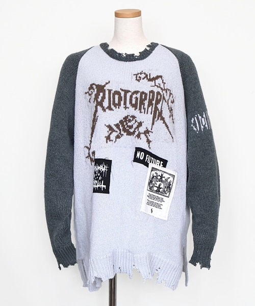 rurumu:（ルルムウ）の「rurumu:/ルルムウ/"rurumu:×KIDILL" raglan pullover(medium)（ニット/セーター・レディース・サックスブルー/ピンク/ブラック・FREE）」の3枚目の写真