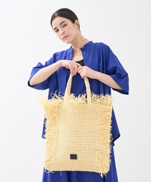 【Swaraj /スワラージ】手編み ラフィア フリンジ トートバッグ