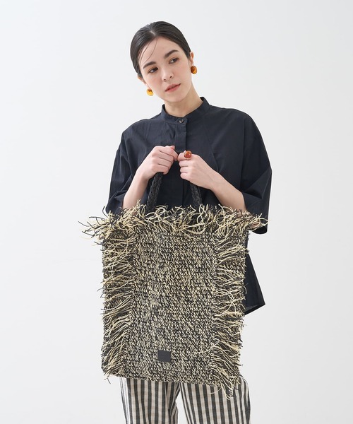collex(コレックス)の「【Swaraj /スワラージ】手編み ラフィア フリンジ トートバッグ(かごバッグ・レディース・ブラック系その他/アイボリー・フリー)」の9枚目の写真