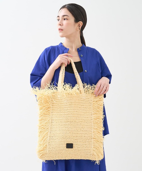 collex(コレックス)の「【Swaraj /スワラージ】手編み ラフィア フリンジ トートバッグ(かごバッグ・レディース・ブラック系その他/アイボリー・フリー)」の8枚目の写真