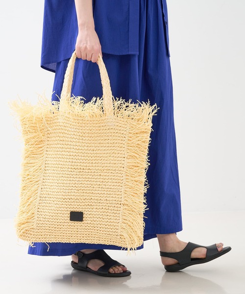 collex(コレックス)の「【Swaraj /スワラージ】手編み ラフィア フリンジ トートバッグ(かごバッグ・レディース・ブラック系その他/アイボリー・フリー)」の7枚目の写真