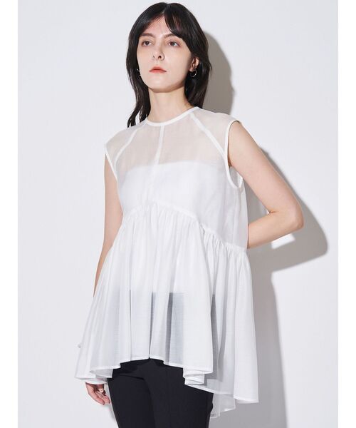 ELENDEEK（エレンディーク）の「シアーペプラムブラウス（シャツ/ブラウス・レディース・オフホワイト/チャコールグレー/マスタード・FREE）」の21枚目の写真