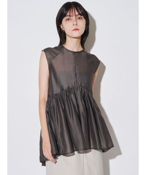 ELENDEEK（エレンディーク）の「シアーペプラムブラウス（シャツ/ブラウス・レディース・マスタード/オフホワイト/チャコールグレー・FREE）」の16枚目の写真