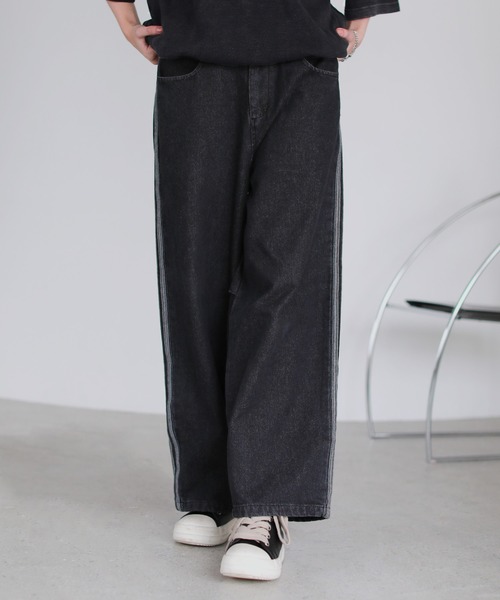 ROCHEM(ローシェン)の「カーブシルエットサイドラインデニム(デニムパンツ・メンズ・ブラック/ブルー・XS/S/M/L)」の10枚目の写真