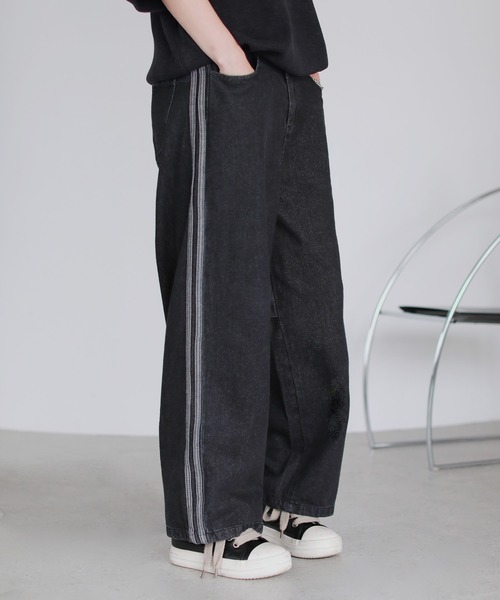 ROCHEM(ローシェン)の「カーブシルエットサイドラインデニム(デニムパンツ・メンズ・ブラック/ブルー・XS/S/M/L)」の5枚目の写真