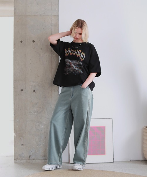 デザインカーブシルエットパンツ FREAK'S STORE/ワイドシルエット カーブパンツ テーパード