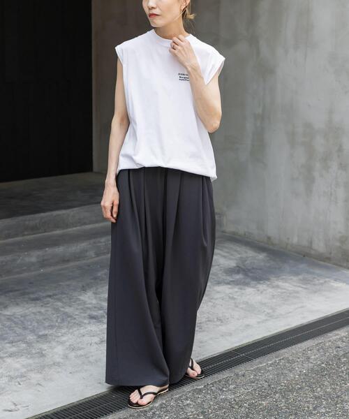 FORK&SPOON（フォークアンドスプーン）の「FORK&SPOON　エンブロイダリーノースリーブTシャツ（Tシャツ/カットソー・レディース・グレー系その他/オフホワイト/ベージュ・1）」の5枚目の写真