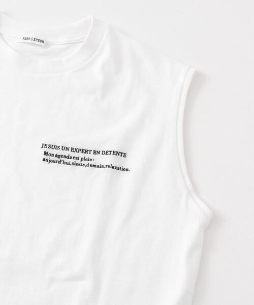 FORK&SPOON（フォークアンドスプーン）の「FORK&SPOON　エンブロイダリーノースリーブTシャツ（Tシャツ/カットソー・レディース・グレー系その他/オフホワイト/ベージュ・1）」の7枚目の写真