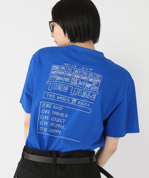 studio CLIP(スタディオクリップ)の「【daily CLIP】TIMETABLE Tシャツ(Tシャツ/カットソー・レディース・ブルー/ホワイト/オレンジ/チャコール・MEDIUM/LARGE)」の4枚目の写真
