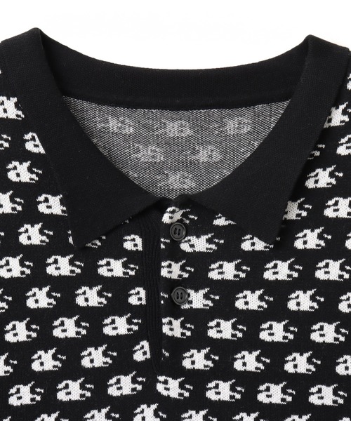 atmos（アトモス）の「atmos Knit Jacquard Polo / アトモス ニットジャガード ポロ（ポロシャツ・メンズ・ブラック/ホワイト・M/L/XL）」の9枚目の写真