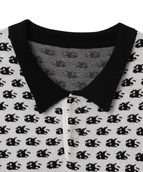 atmos（アトモス）の「atmos Knit Jacquard Polo / アトモス ニットジャガード ポロ（ポロシャツ・メンズ・ブラック/ホワイト・M/L/XL）」の4枚目の写真