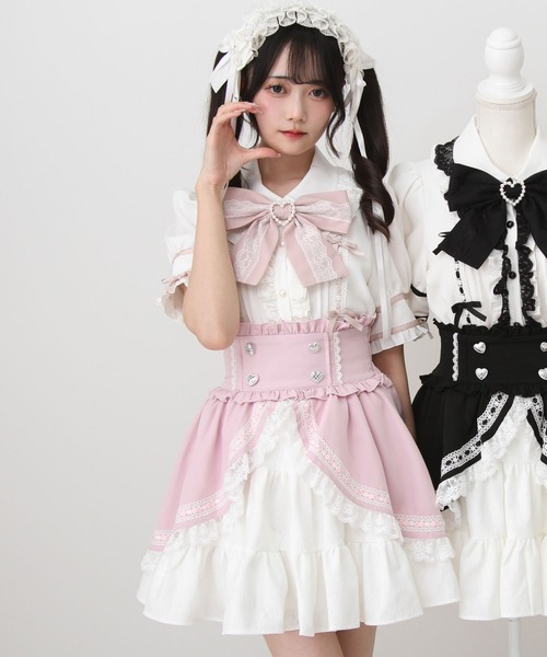 DearMyLove(ディアマイラブ)の「カシュクールフリルはしごレーススカート(スカート・レディース・ホワイト/サックスブルー/ベビーピンク/ブラック・3L/SMALL/LL/LARGE/MEDIUM)」の4枚目の写真