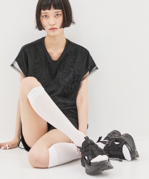 STUDIOUS（ステュディオス）の「【STUDIOUS/ステュディオス】《走れる8㎝ソール》Sneaker Sole Sandals/スニーカーソールサンダル/スポサン/厚底サンダル（サンダル・レディース・ブラック・1/2）」の7枚目の写真