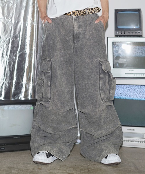 MSG（エムエスジー）の「リップストップウォッシュカーゴパンツ（カーゴパンツ・メンズ・ブラック/ライトグレー/ピンク/チャコール・S/M/L/XL）」の3枚目の写真