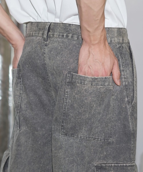 MSG（エムエスジー）の「リップストップウォッシュカーゴパンツ（カーゴパンツ・メンズ・ブラック/ライトグレー/ピンク/チャコール・S/M/L/XL）」の11枚目の写真