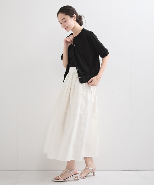le cercle ADAM ET ROPE'(ルセルクルアダムエロペ)の「シアー半袖カーディガン(カーディガン/ボレロ・レディース・ブラック/グリーン系その他/レッド系その他・FREE)」の5枚目の写真