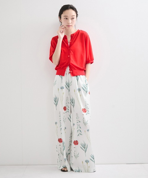 le cercle ADAM ET ROPE'(ルセルクルアダムエロペ)の「シアー半袖カーディガン(カーディガン/ボレロ・レディース・ブラック/グリーン系その他/レッド系その他・FREE)」の6枚目の写真