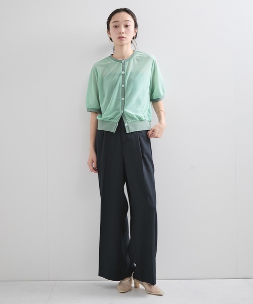 le cercle ADAM ET ROPE'(ルセルクルアダムエロペ)の「シアー半袖カーディガン(カーディガン/ボレロ・レディース・ブラック/グリーン系その他/レッド系その他・FREE)」の9枚目の写真