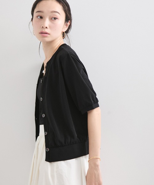 le cercle ADAM ET ROPE'(ルセルクルアダムエロペ)の「シアー半袖カーディガン(カーディガン/ボレロ・レディース・ブラック/グリーン系その他/レッド系その他・FREE)」の11枚目の写真