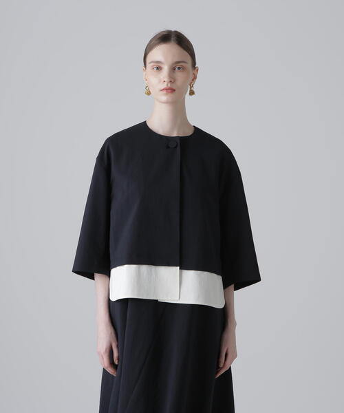 アドーア ノーカラージャケット ADORE ボンディングへリンボンノー