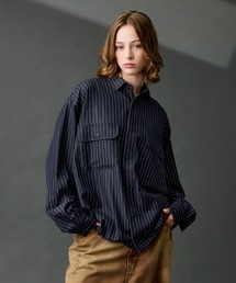 WETTEMPT(EBevg)DUNGAREE STRIPE DRAW CORD LS SHIRT /_K[XgCvh[R[hLSVc(Vc/uEX)