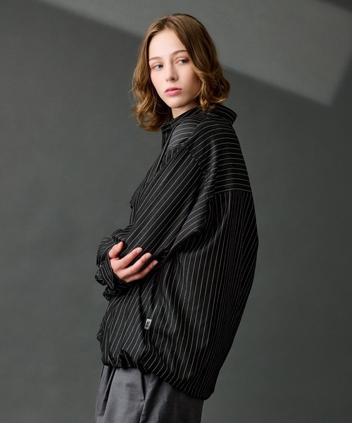 WETTEMPT（ウィテンプト）の「DUNGAREE STRIPE DRAW CORD LS SHIRT /ダンガリーストライプドローコードLSシャツ（シャツ/ブラウス・メンズ・ブルー/インディゴブルー/ブラック・MEDIUM/SMALL/LARGE）」の6枚目の写真