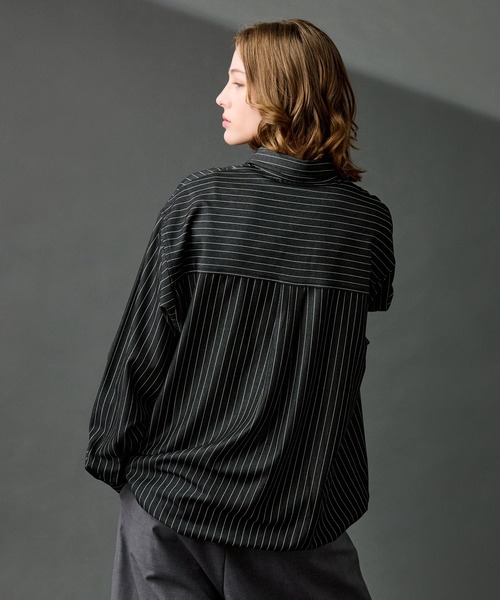 WETTEMPT（ウィテンプト）の「DUNGAREE STRIPE DRAW CORD LS SHIRT /ダンガリーストライプドローコードLSシャツ（シャツ/ブラウス・メンズ・ブルー/インディゴブルー/ブラック・MEDIUM/SMALL/LARGE）」の7枚目の写真